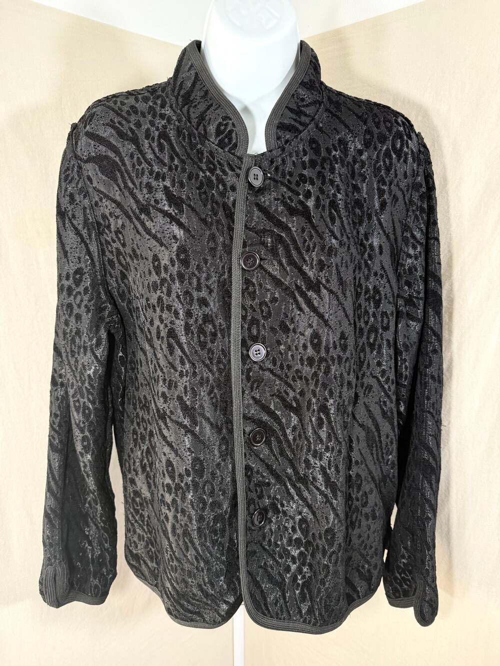 Reversible Tapestry Jacket Metallic Animal Print Leopard Zebra Black Gold